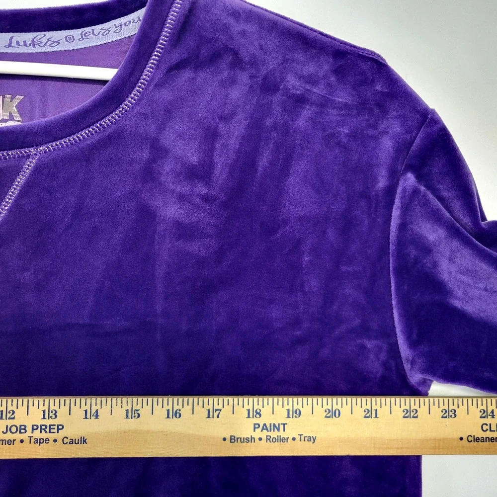 Muk Luks Pajama Set Womens Petite XL Purple Plush Argyle‎ Soft Sleepwear Lounge
